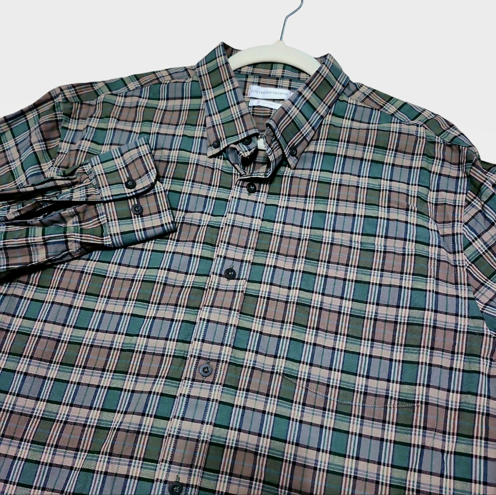 Southern Proper‎ Mens Tailored Fit Button-down Plaid Shirt Size XL